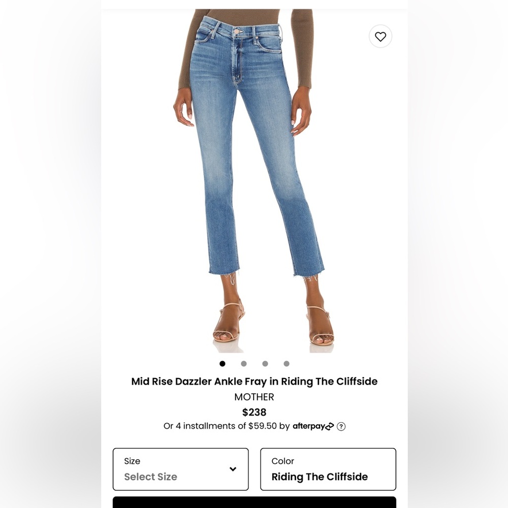 MOTHER Mid Rise Dazzler Ankle Fray in Riding The Cliffside - size 25